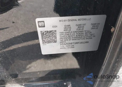 2024 Chevrolet Malibu Fwd Rs z USA, uszkodzony, nr VIN 1G1ZG5ST1RF191289